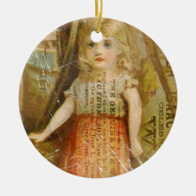 Vintage Child Ceramic Tree Decoration (Front)
