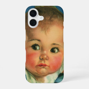 Vintage Child, Cute Baby Boy or Girl in Highchair iPhone 16 Case