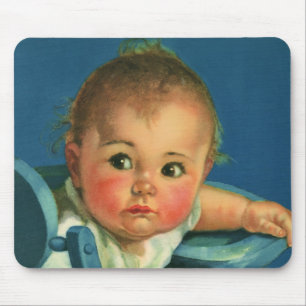 Vintage Child, Cute Baby Boy or Girl in Highchair Mouse Mat