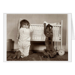 Vintage - Child & Dog Saying Prayers,
