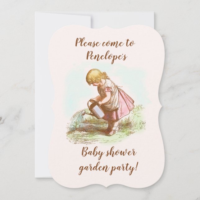 Vintage Child Drawing Garden Party Baby Shower Invitation (Front)
