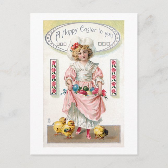 Vintage Child, Easter Eggs and Chicks Postcard (Front)