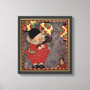 Vintage Child Harlequin, Musician Playing Banjo Canvas Print