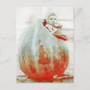 Vintage Child in a Giant Pumpkin Postcard