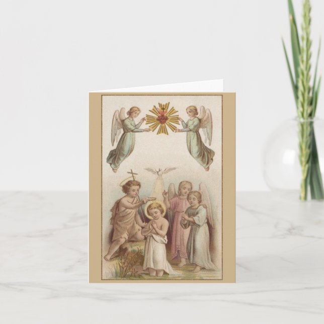 Vintage Child Jesus Baptism Greeting Card (Front)