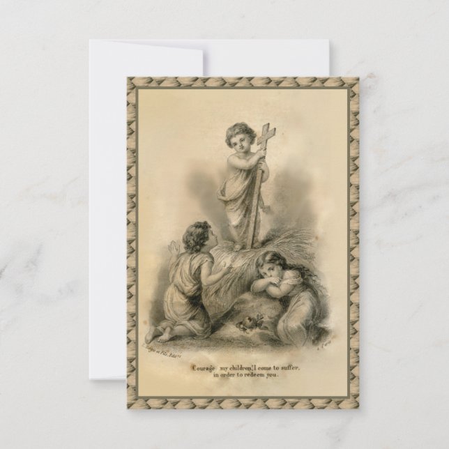 Vintage Child Jesus Cross Prayer Holy Card (Front)