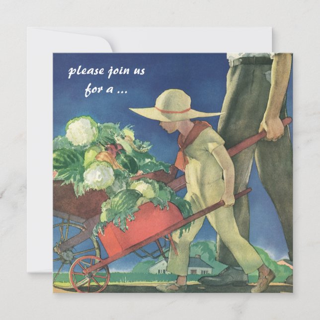 Vintage Child, Organic Gardening Cooking Party Invitation (Front)