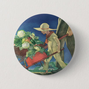 Vintage Child, Organic Gardening; Victory Garden 6 Cm Round Badge