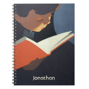 Vintage Child Reading a Book From the Library