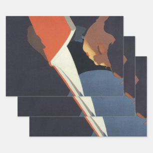 Vintage Child Reading a Book From the Library Wrapping Paper Sheet