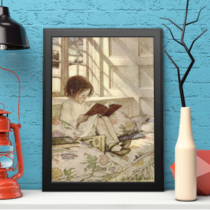 Vintage Child Reading a Book, Jessie Willcox Smith Poster