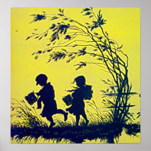 Vintage Child Silhouette Poster