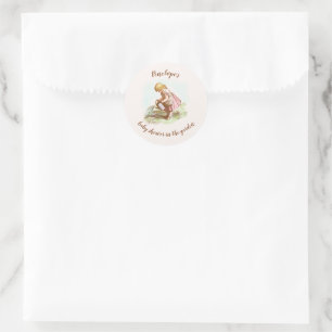 Vintage Child Summer Garden Party Baby Shower  Classic Round Sticker