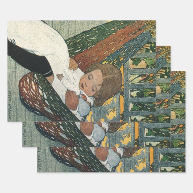 Vintage Child with a Doll by Jessie Willcox Smith Wrapping Paper Sheet (Set)