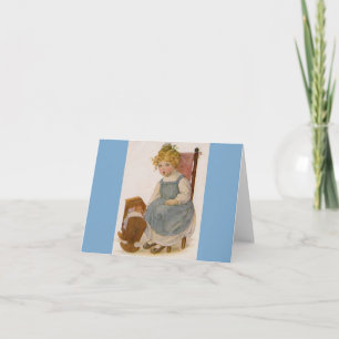 Vintage Child with Doll Painting Notecard
