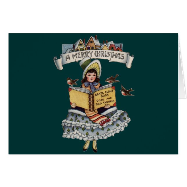 Vintage Child with Santa Claus Book (Front Horizontal)