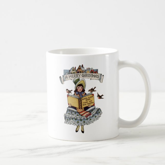 Vintage Child with Santa Claus Book Coffee Mug (Right)