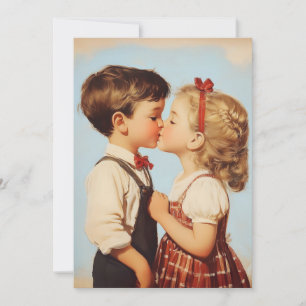 Vintage Childhood Sweetheart Kiss Invitation
