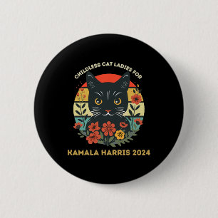 Vintage Childless Cat Ladies For Kamala Harris 202 6 Cm Round Badge