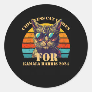 Vintage Childless Cat Ladies For Kamala Harris 202 Classic Round Sticker