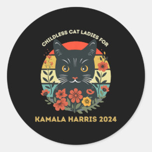 Vintage Childless Cat Ladies For Kamala Harris 202 Classic Round Sticker