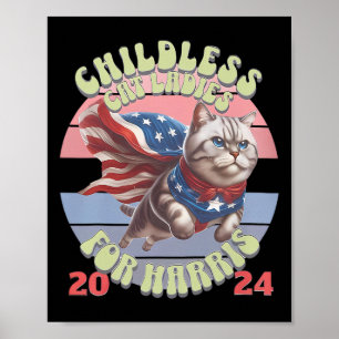 Vintage Childless Cat Ladies For Kamala Harris 202 Poster