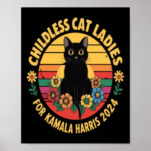 Vintage Childless Cat Ladies For Kamala Harris 202 Poster