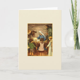 Vintage Children and Baby Jesus Christmas Card