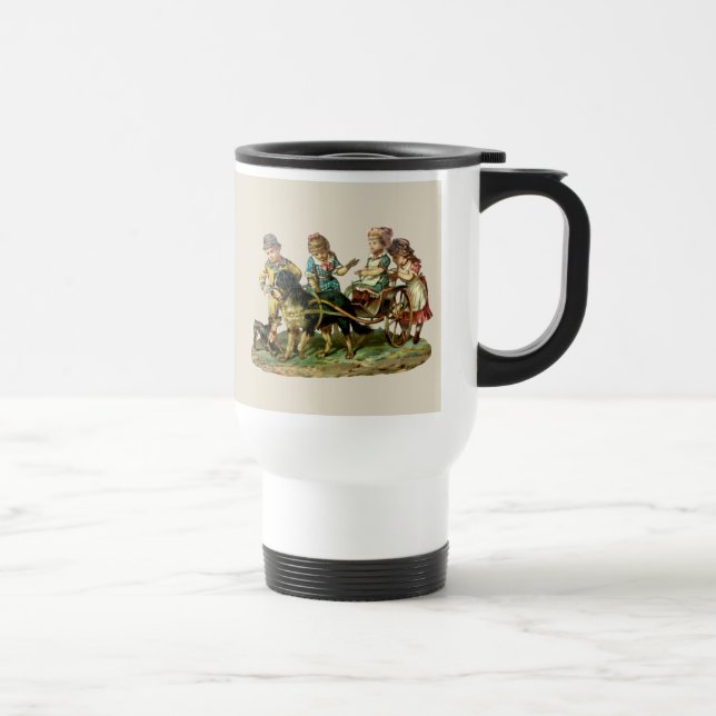 Vintage Children and Dog Wagon Travel Mug (Right)