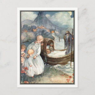 Vintage Children and Ferry by Anne Anderson Postcard