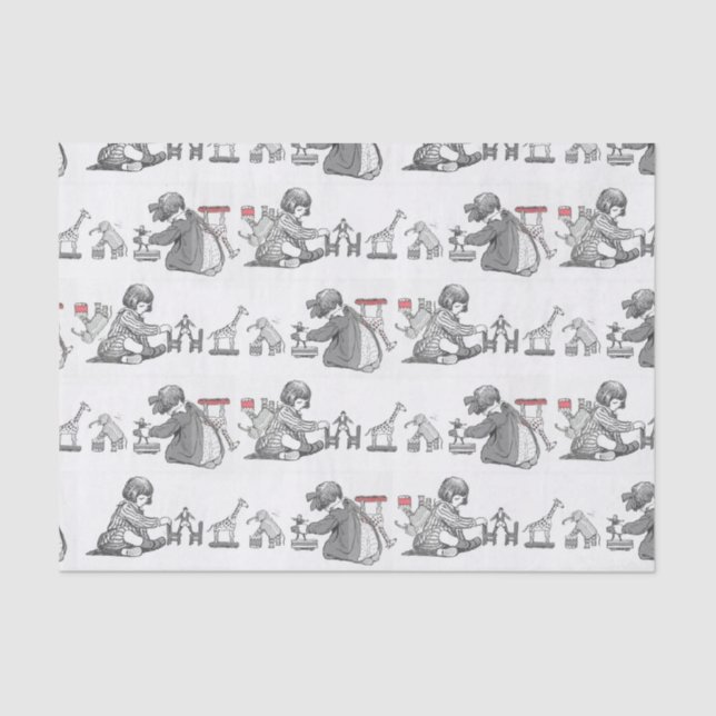Vintage Children and Toys Tissue Paper (Front)