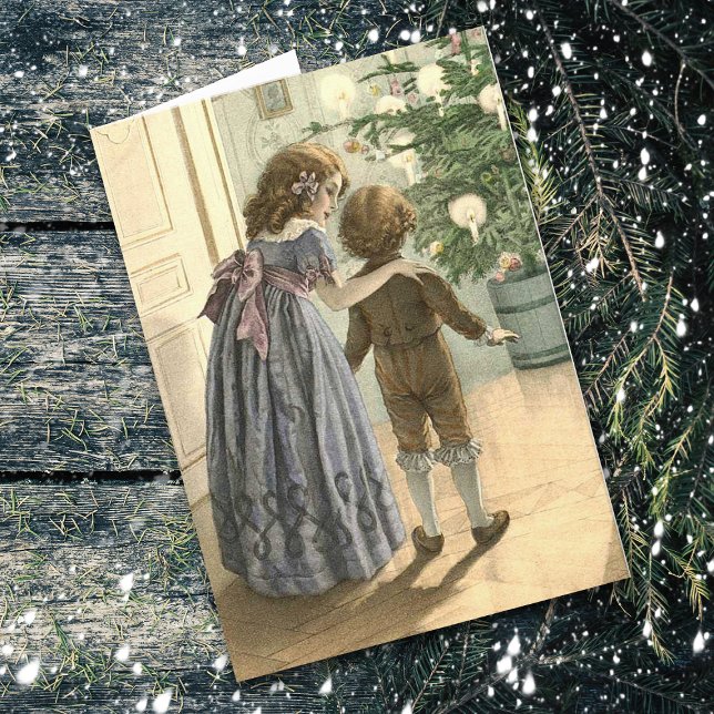 Vintage Children and Tree Christmas Card (Creator Uploaded)