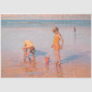 Vintage Children at the Beach Antique Beach Scene Tissue Paper