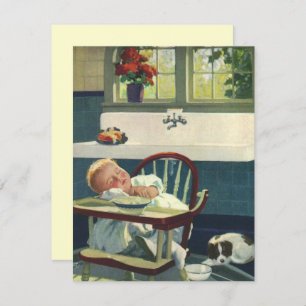 Vintage Children, Baby Asleep Highchair Invitation