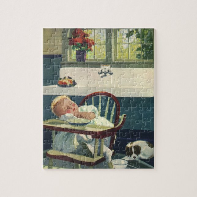 Vintage Children, Baby Sleeping Highchair Kitchen Jigsaw Puzzle (Vertical)