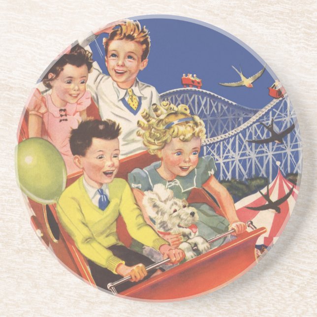 Vintage Children Balloons Dog Roller Coaster Ride (Front)