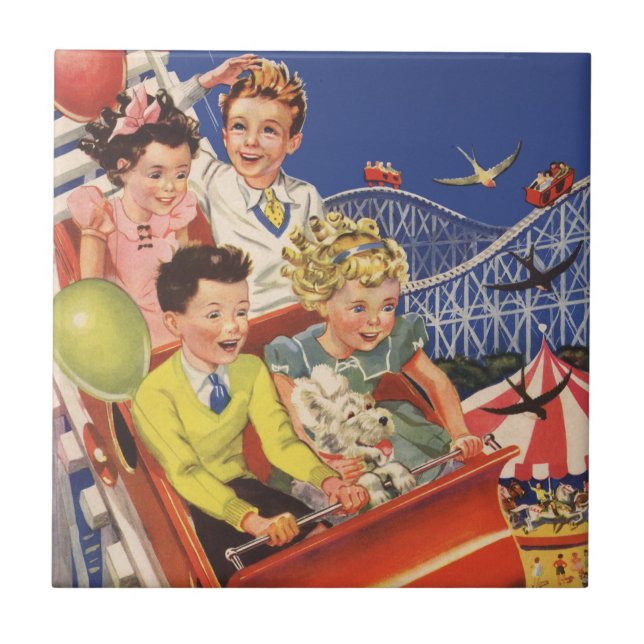 Vintage Children Balloons Dog Roller Coaster Ride (Front)