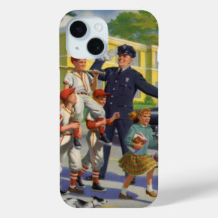 Vintage Children, Baseball Players Crossing Guard iPhone 15 Case