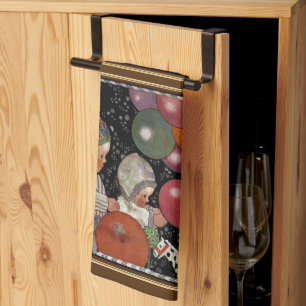 Vintage Children Birthday Party, Balloons and Toys Tea Towel