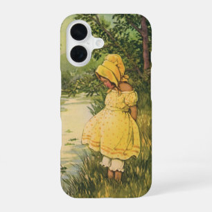 Vintage Children, Boy and Girl Playing by Creek iPhone 16 Case