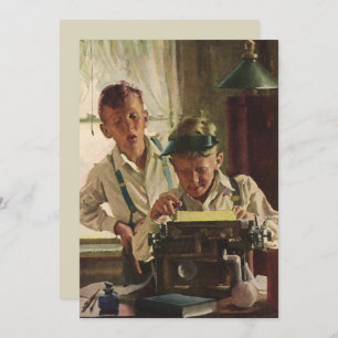 Vintage Children Boy Newspaper Journalists, Writer