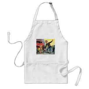 Vintage Children, Boy Safety Patrol Helping Girl Standard Apron