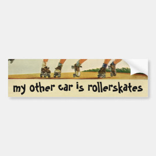 Vintage Children, Boys Girls Fun Roller Skating Bumper Sticker