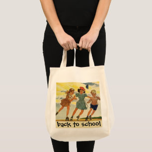 Vintage Children, Boys Girls Fun Roller Skating Tote Bag