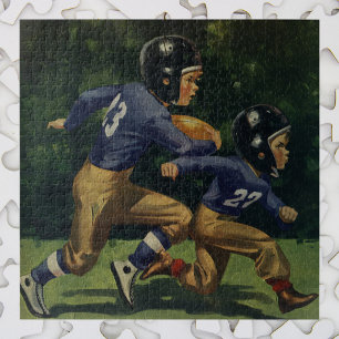 Vintage Children, Boys Playing Football, Sports Jigsaw Puzzle