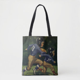 Vintage Children, Boys Playing Football, Sports Tote Bag