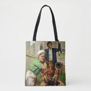 Vintage Children Boys Sports Baseball Player Game Tote Bag