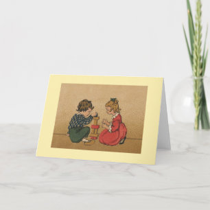 Vintage Children Building Blocks Note Card