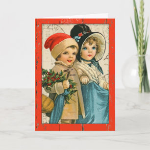"Vintage Children Christmas Card" Holiday Card