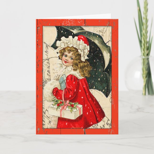 "Vintage Children Christmas Card" Holiday Card (Front)